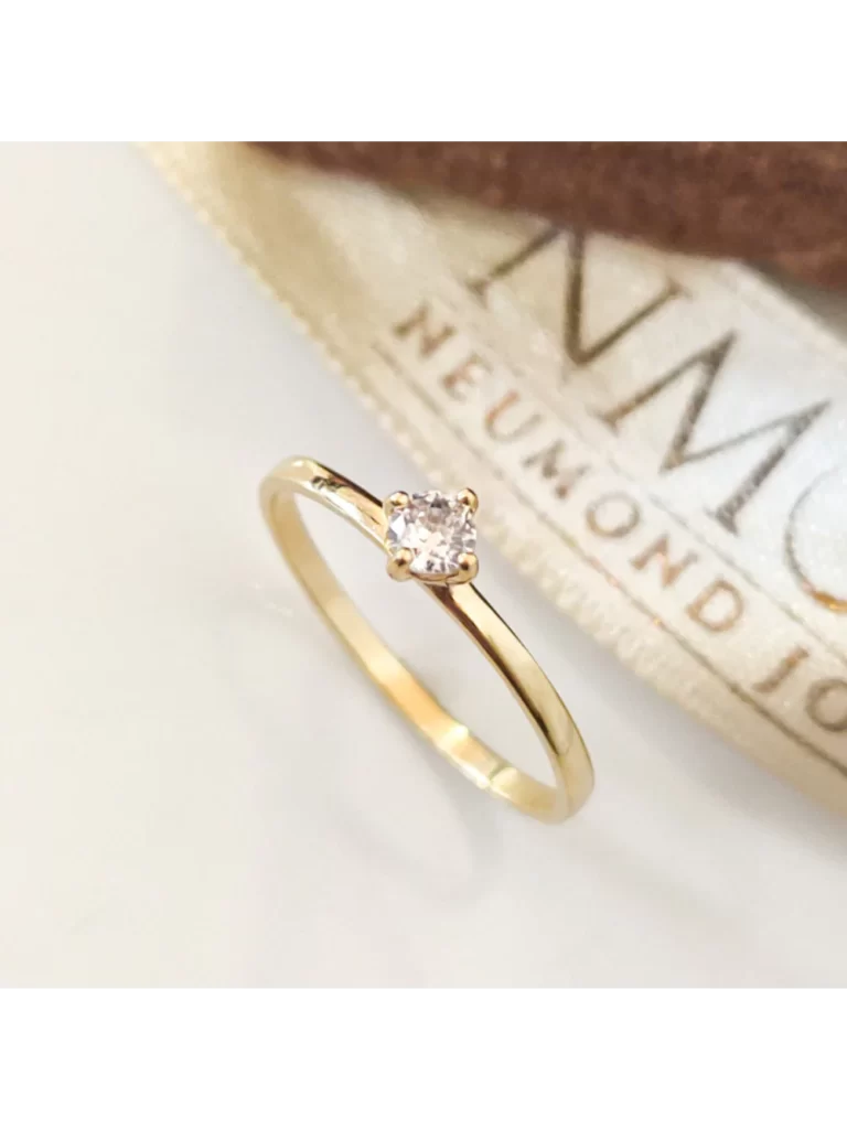 Anel Tradicional de Noivado em Ouro 18K Neumond Joias