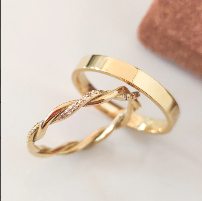Par Aliança Casamento Ouro 18K Ipê Personalizado Neumond joias