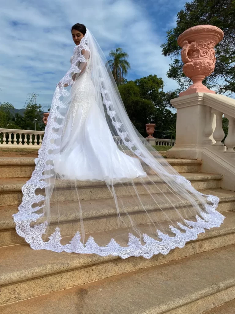 Mantilha de Noiva Orquídea Imagem Nossa Senhora Véu de Noivas

